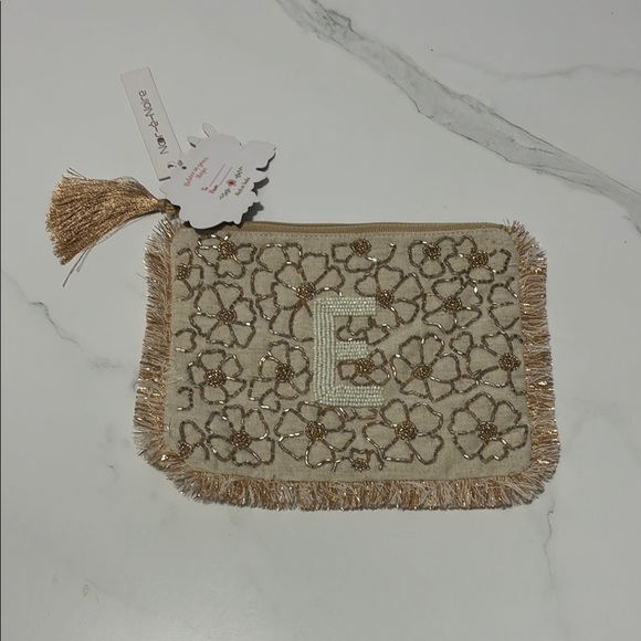 Beaded Floral Pouch with Tassel - Picture 1 of 3
